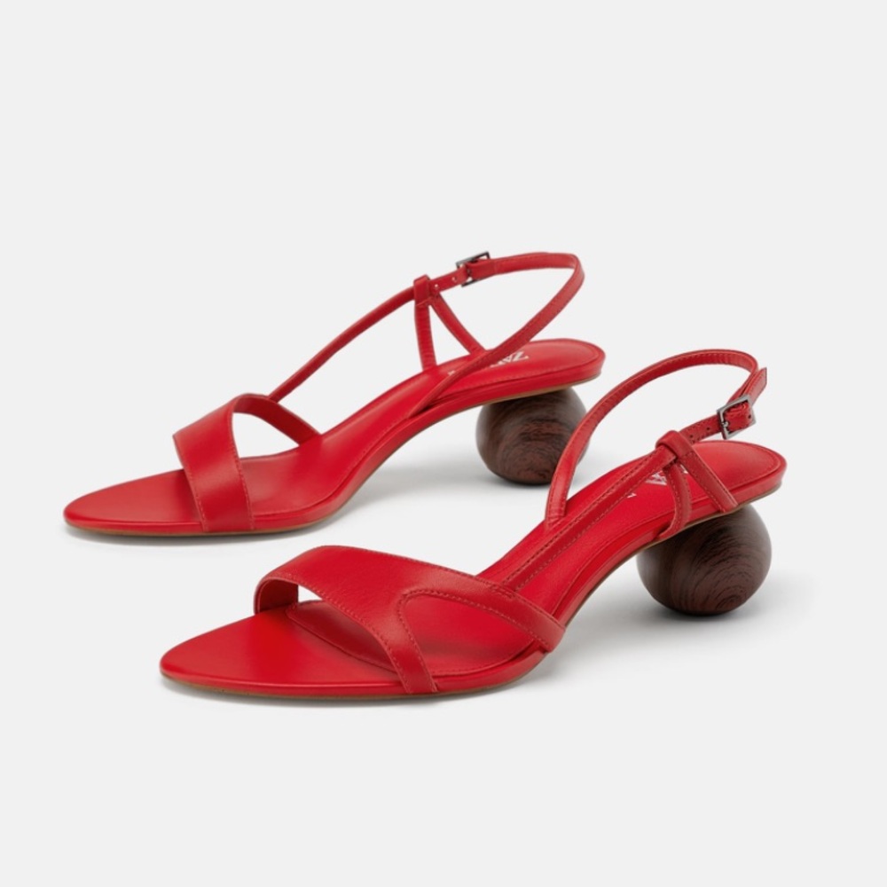 Zara Red Heels with Unique Spherical Heel Design